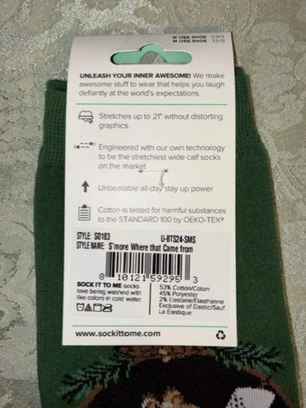 NWT Sock It To Me Stretch-It Knee High Socks S'more Squirrel Pine Cone Wide Calf